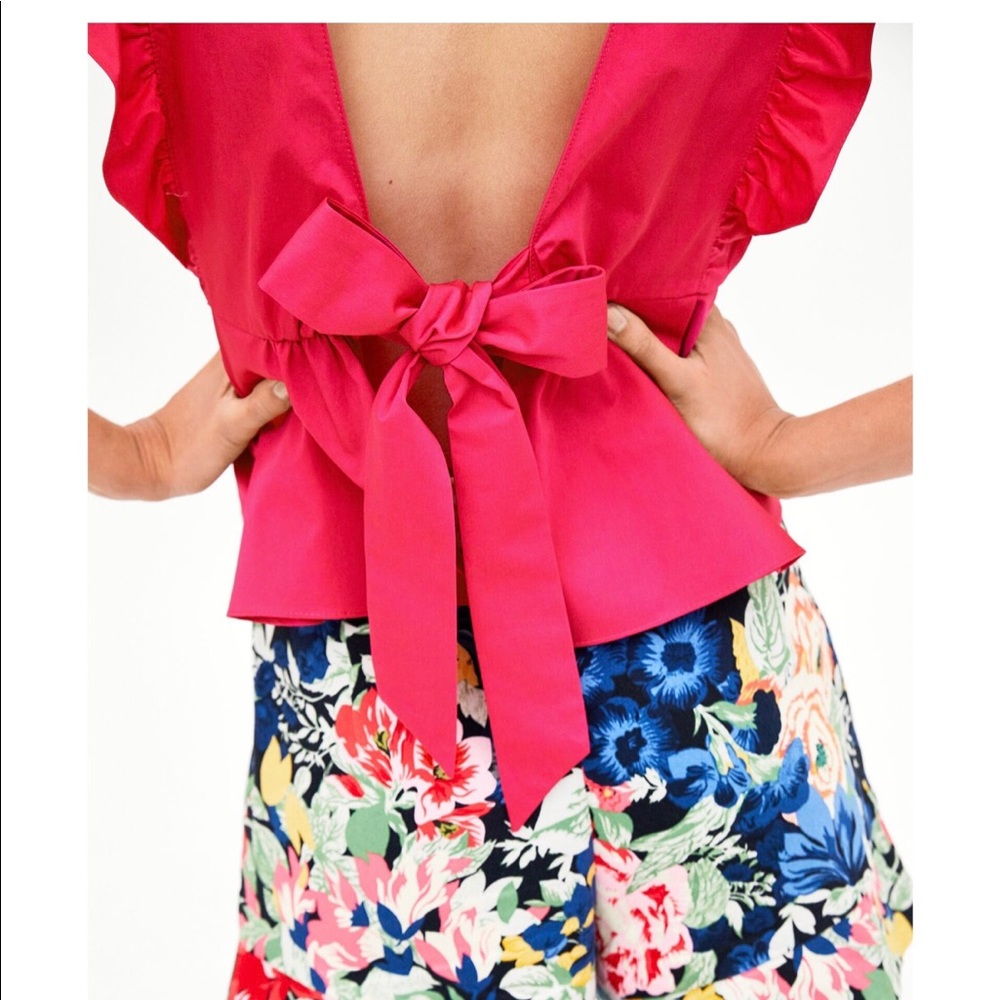 Fuchsia Tie Back Blouse - Picture 7 of 8